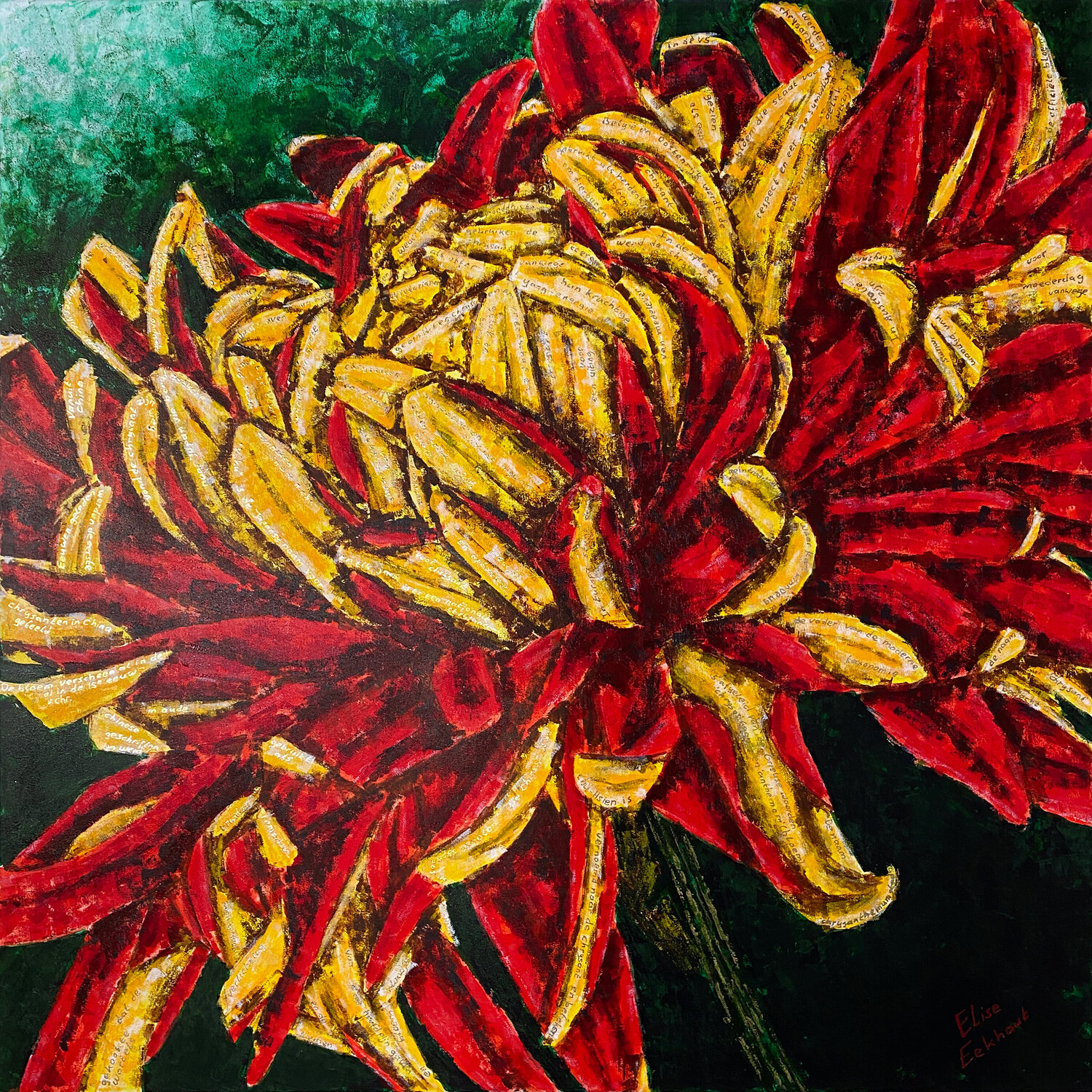 Chrysanthemum Fuego | Autumn and Winter Flower Elise Eekhout Original painting for sale