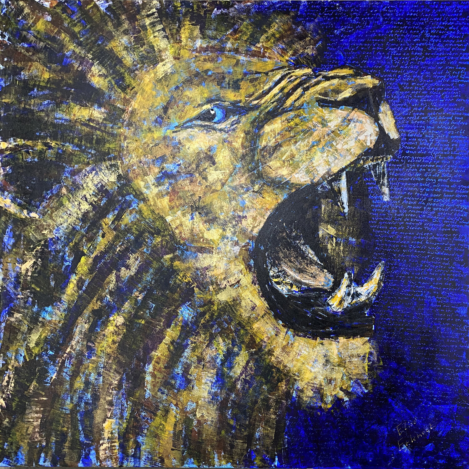Aslan | Roaring Lion Elise Eekhout Original painting for sale