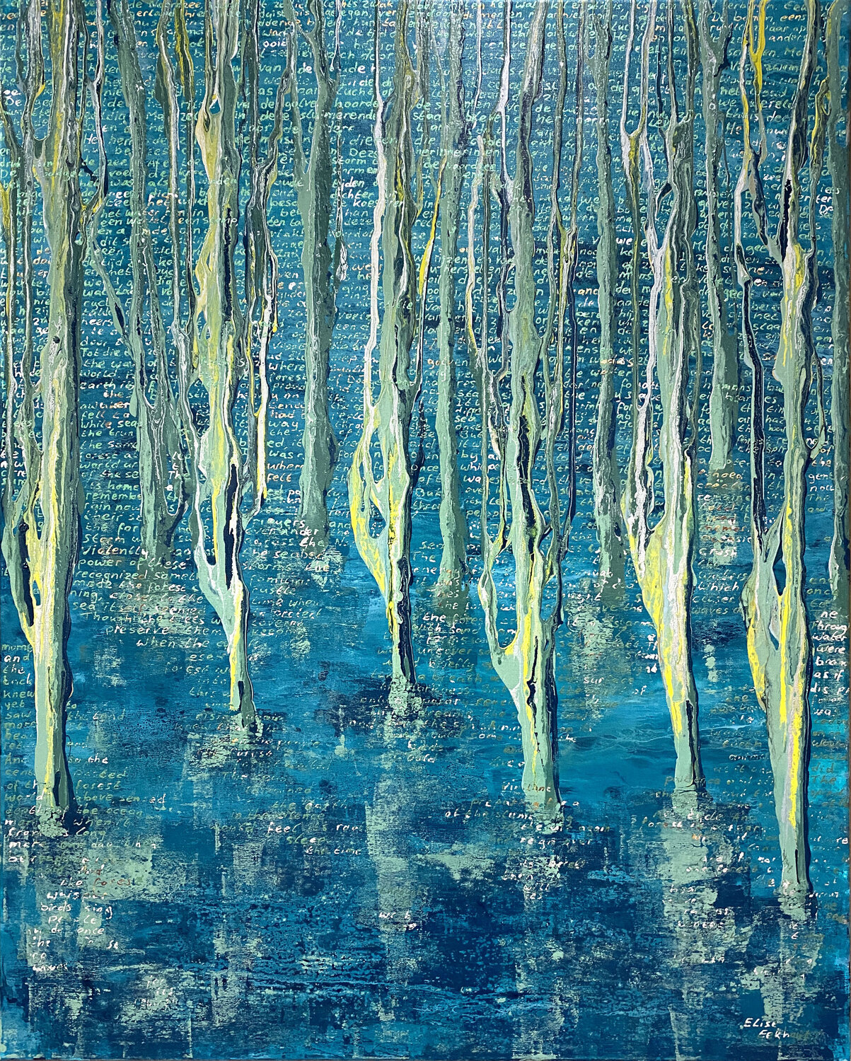 Drowned Forest 01 | Petrified trees Elise Eekhout Original painting for sale