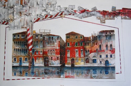 A big red house by Fulvio Dot, Painting for Sale on Select