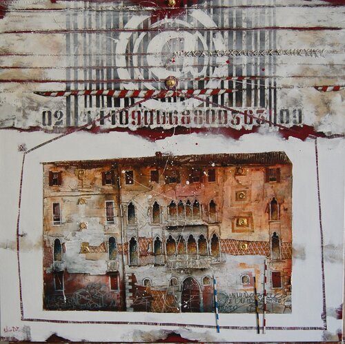 Postcard from Italy - barcode by Fulvio Dot, Painting for Sale on Select
