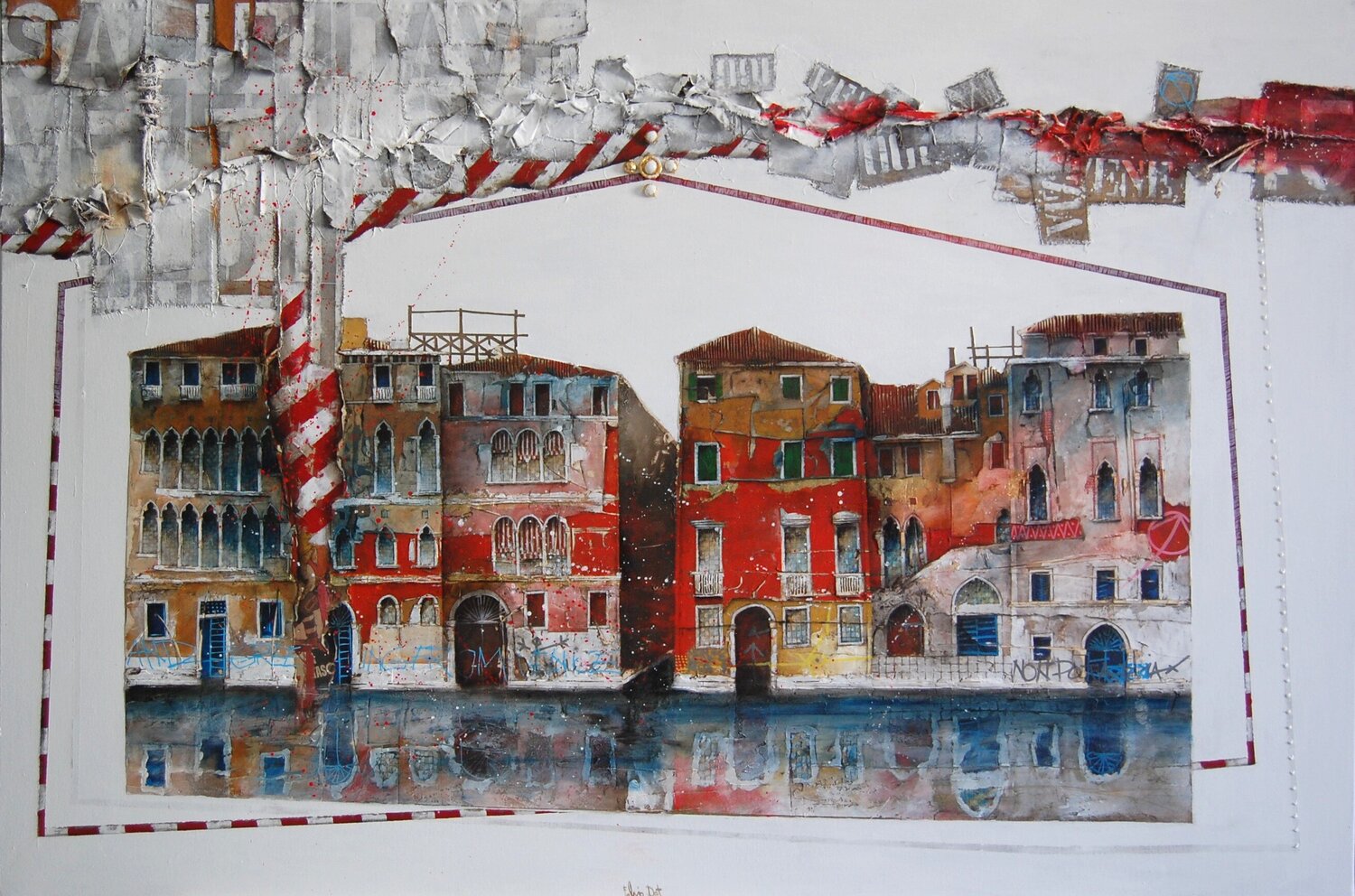 A big red house Fulvio Dot Original painting for sale