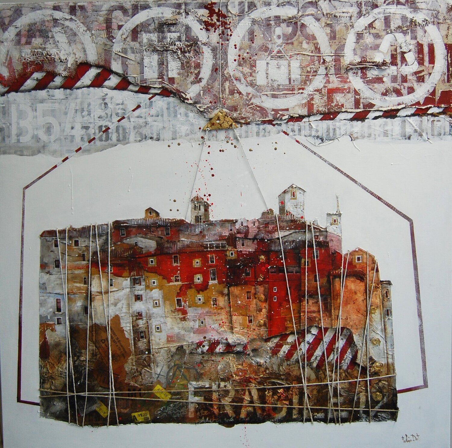 Postcard from Italy - Recycled Fulvio Dot Original painting for sale