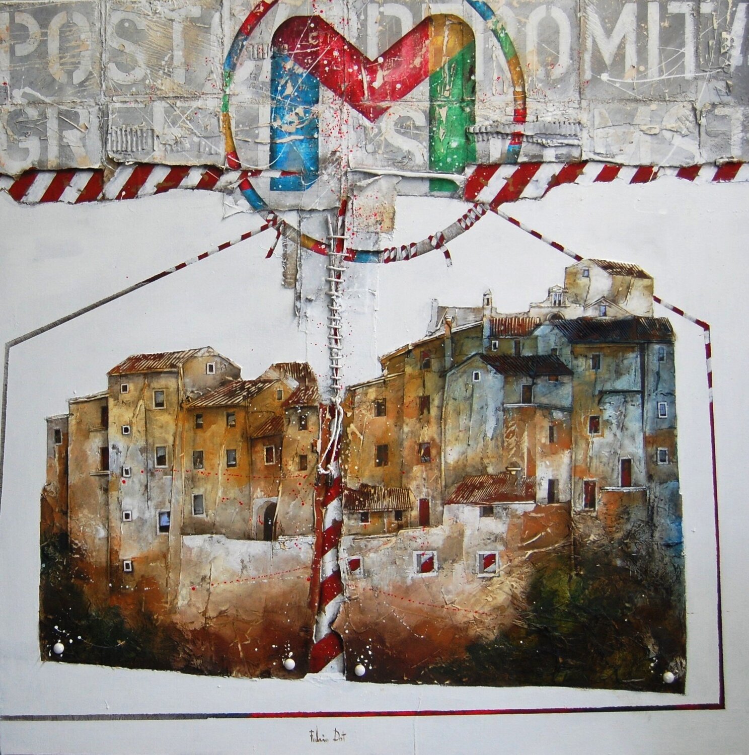 postcard from Italy - Send a mail Fulvio Dot Original painting for sale