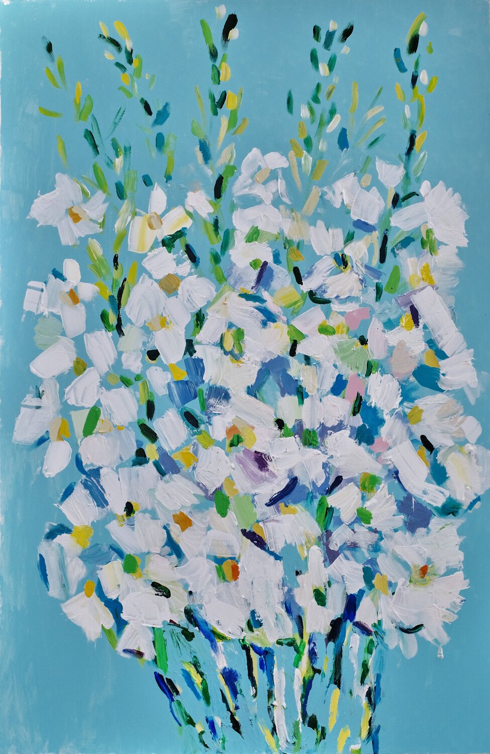Gladioli on blue Maria (Masha) Potapenkov Original painting for sale