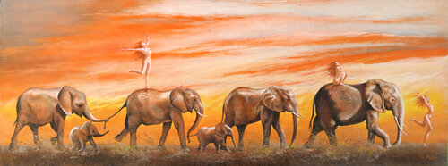 🐘 L'Âme des Eléphants 🐘 Elephants Soul 🐘 Elefantenseele by Isabel Mahe, Painting for Sale on Select