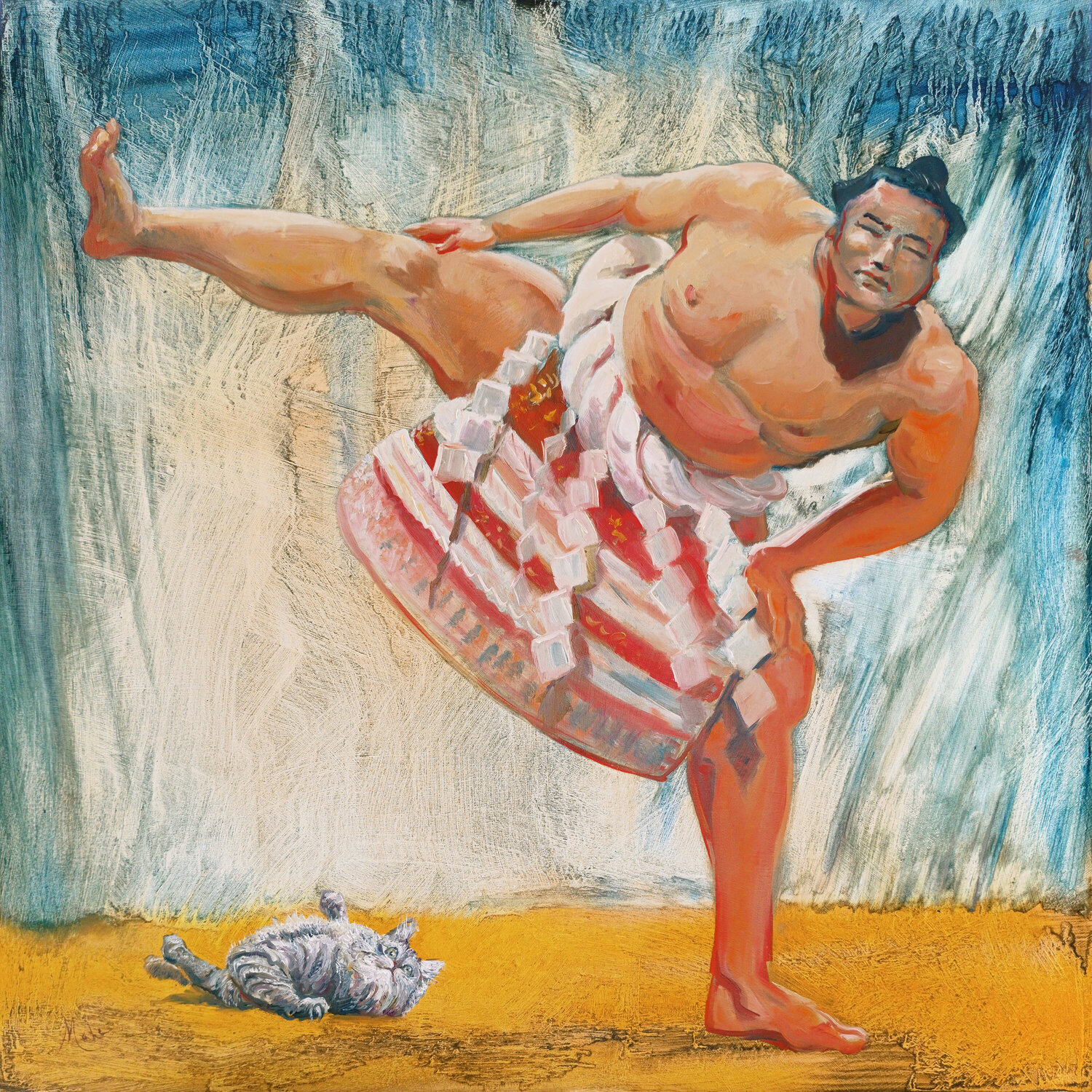⛩️ Chat Sumo ⛩️ Sumo Cat ⛩️ Sumo Katze Isabel Mahe Original painting for sale