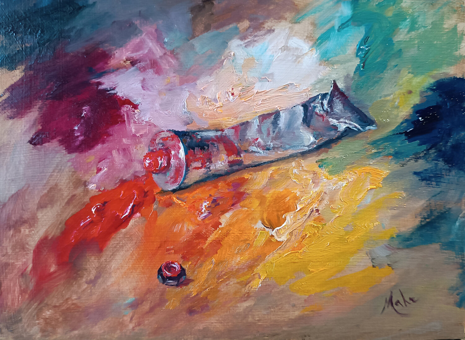 🔴 Rouge de Cadmium 🔴 Cadmium Red 🔴  Kadmiumrot Isabel Mahe Original painting for sale