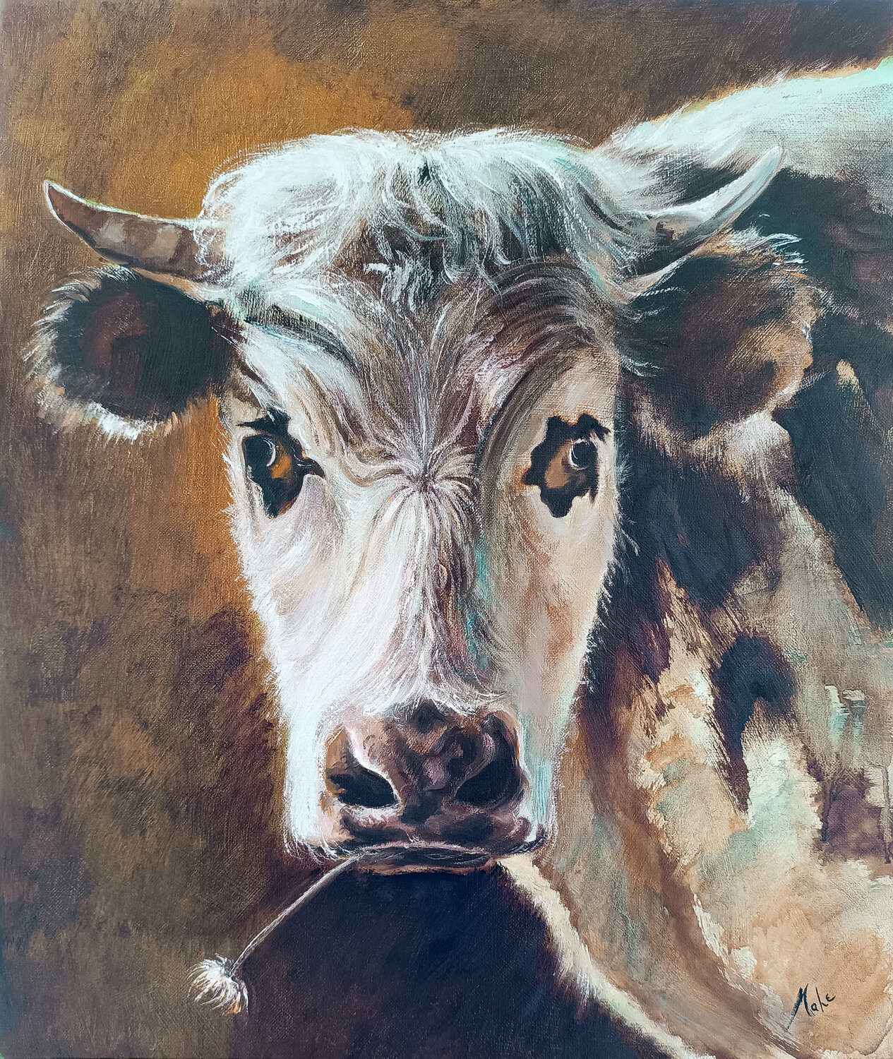 🐮 Mademoiselle Rose Isabel Mahe Original painting for sale
