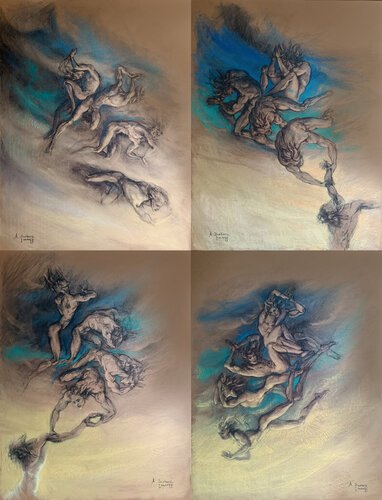 Les Anges du Sceptre (Tétraptyque) by Alexandre Barbera-Ivanoff, Drawing for Sale on Select