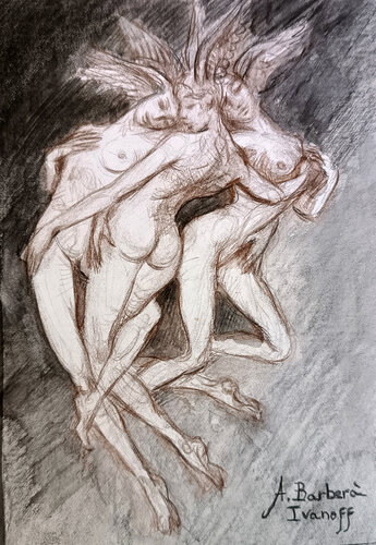 Etude pour "Les trois Grâces" by Alexandre Barbera-Ivanoff, Drawing for Sale on Select