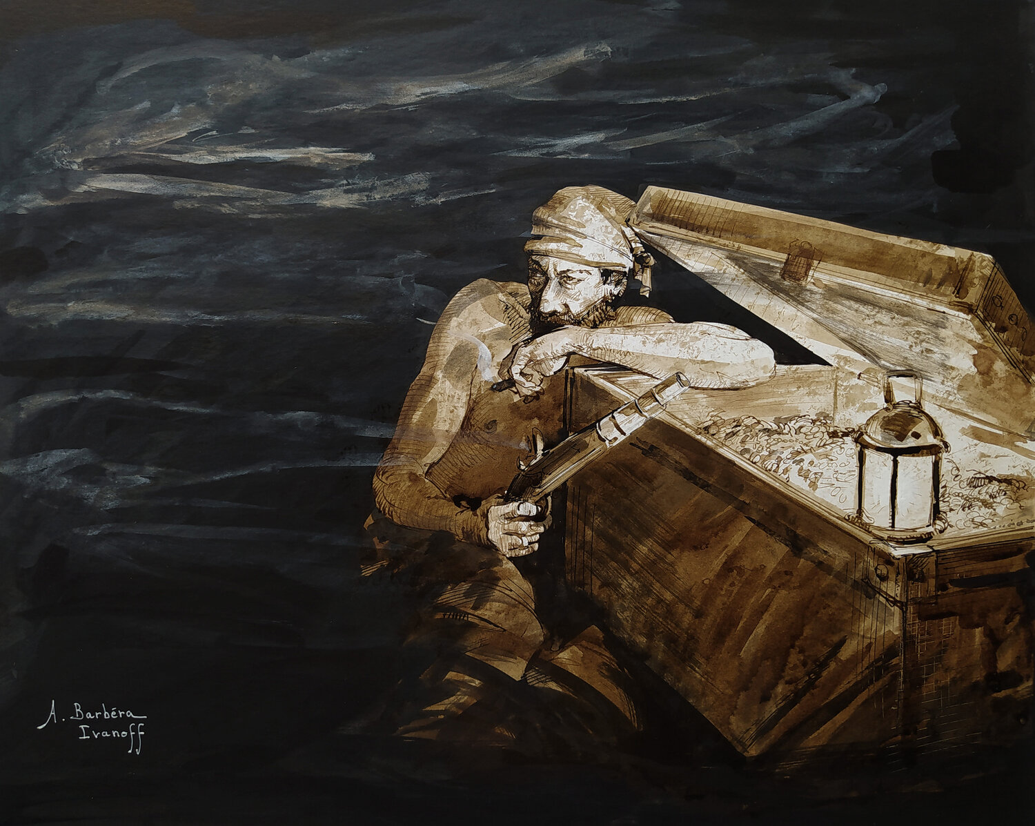 L'insomniaque (Étude) Alexandre Barbera-Ivanoff Original painting for sale