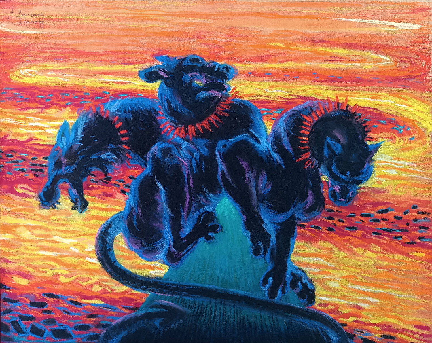 Etude pour "Le Tribunal de Cerbère" Alexandre Barbera-Ivanoff Original painting for sale