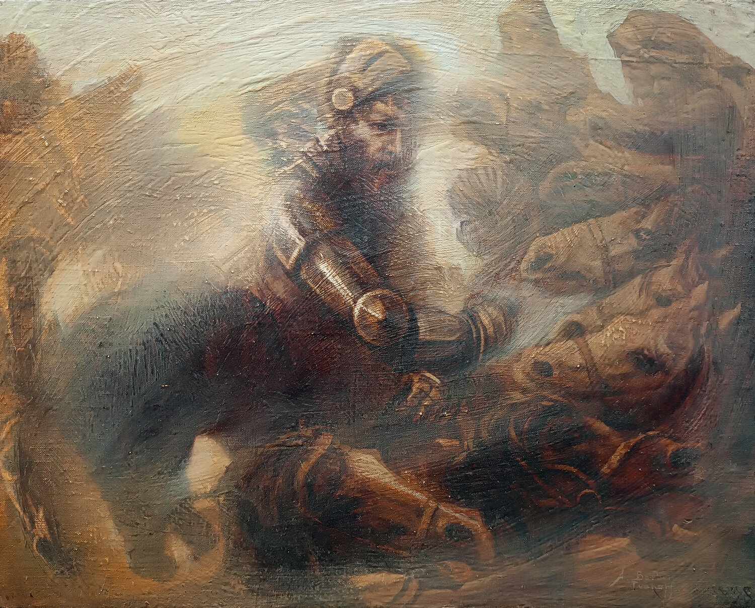 Les vieux soldats ne meurent jamais Alexandre Barbera-Ivanoff Original painting for sale