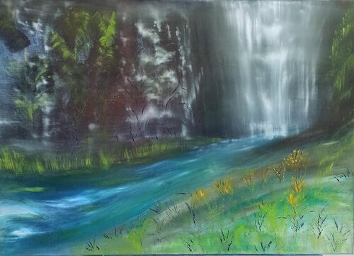 La cascade by Marie Raynaud, Painting for Sale on Select