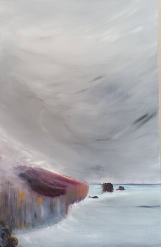 La falaise pourpre by Marie Raynaud, Painting for Sale on Select