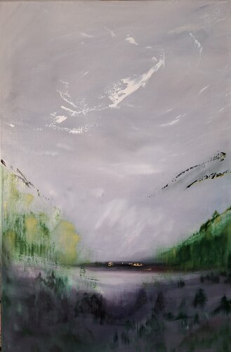 Lac vert by Marie Raynaud, Painting for Sale on Select