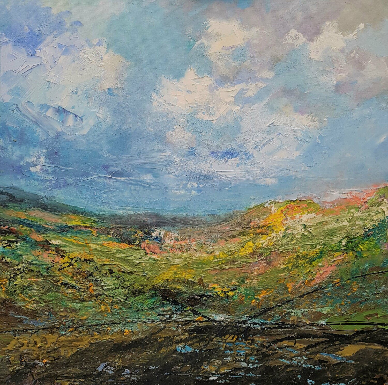 Wales countryside Wim Van De Wege Original painting for sale
