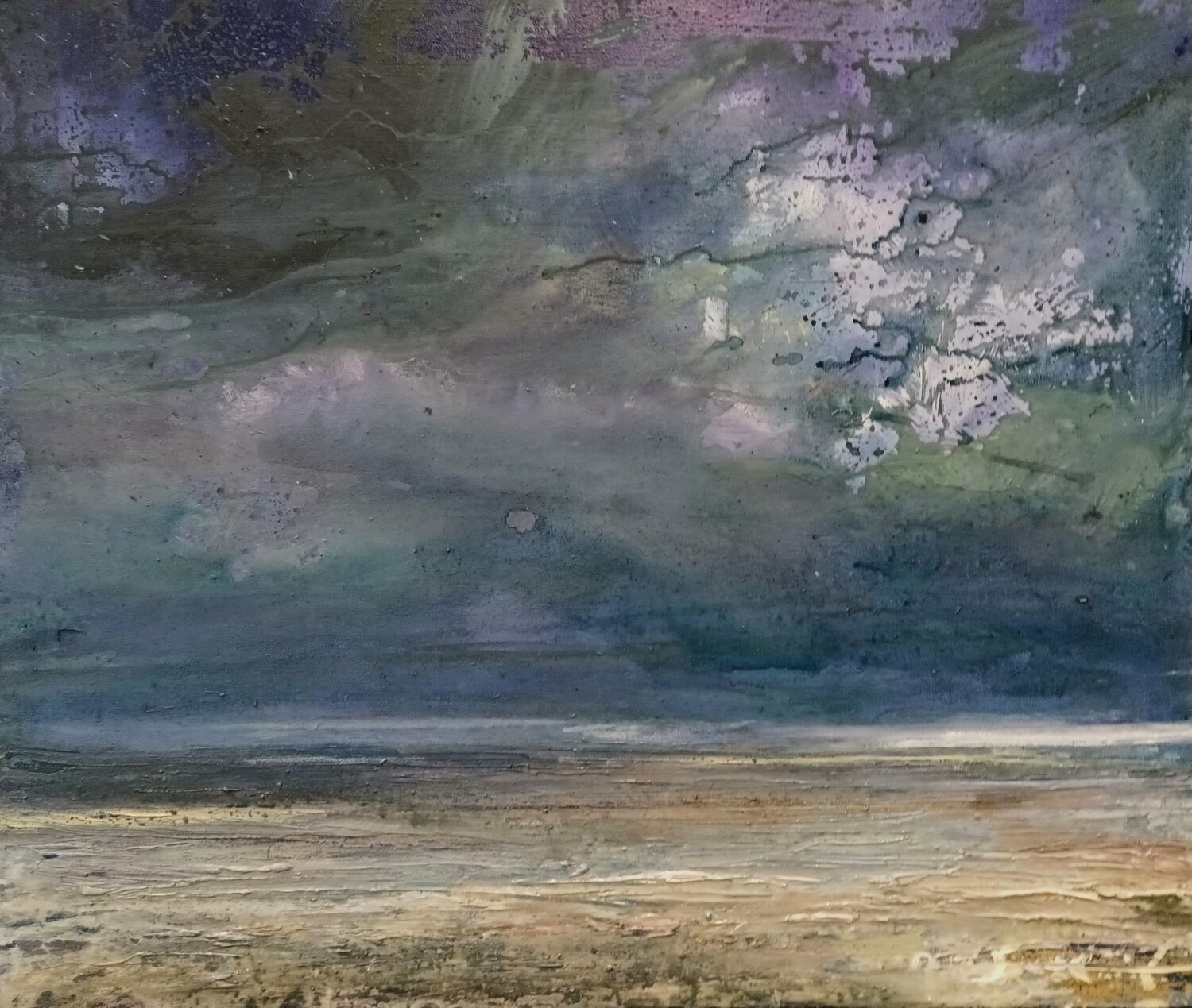 Christmas winter beachscene Wim Van De Wege Original painting for sale
