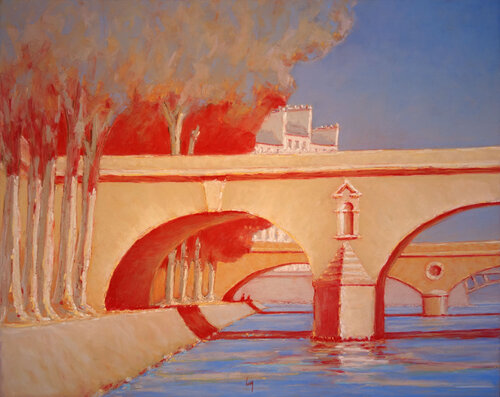 Pont Marie rouge, Paris by François Cusson, Painting for Sale on Select