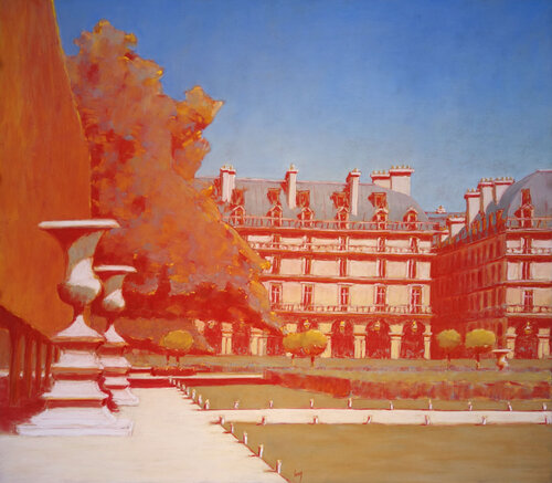Jardin des Tuileries rouge, Paris by François Cusson, Painting for Sale on Select