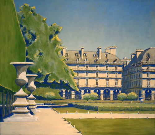 Jardin des Tuileries bleu, Paris by François Cusson, Painting for Sale on Select