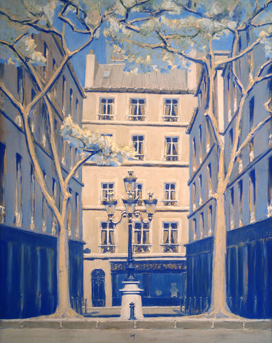 Place Furstemberg bleue, Paris by François Cusson, Painting for Sale on Select