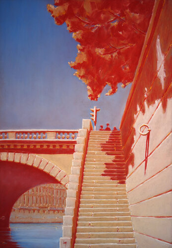 L'escalier du pont Saint-Michel, Paris by François Cusson, Painting for Sale on Select