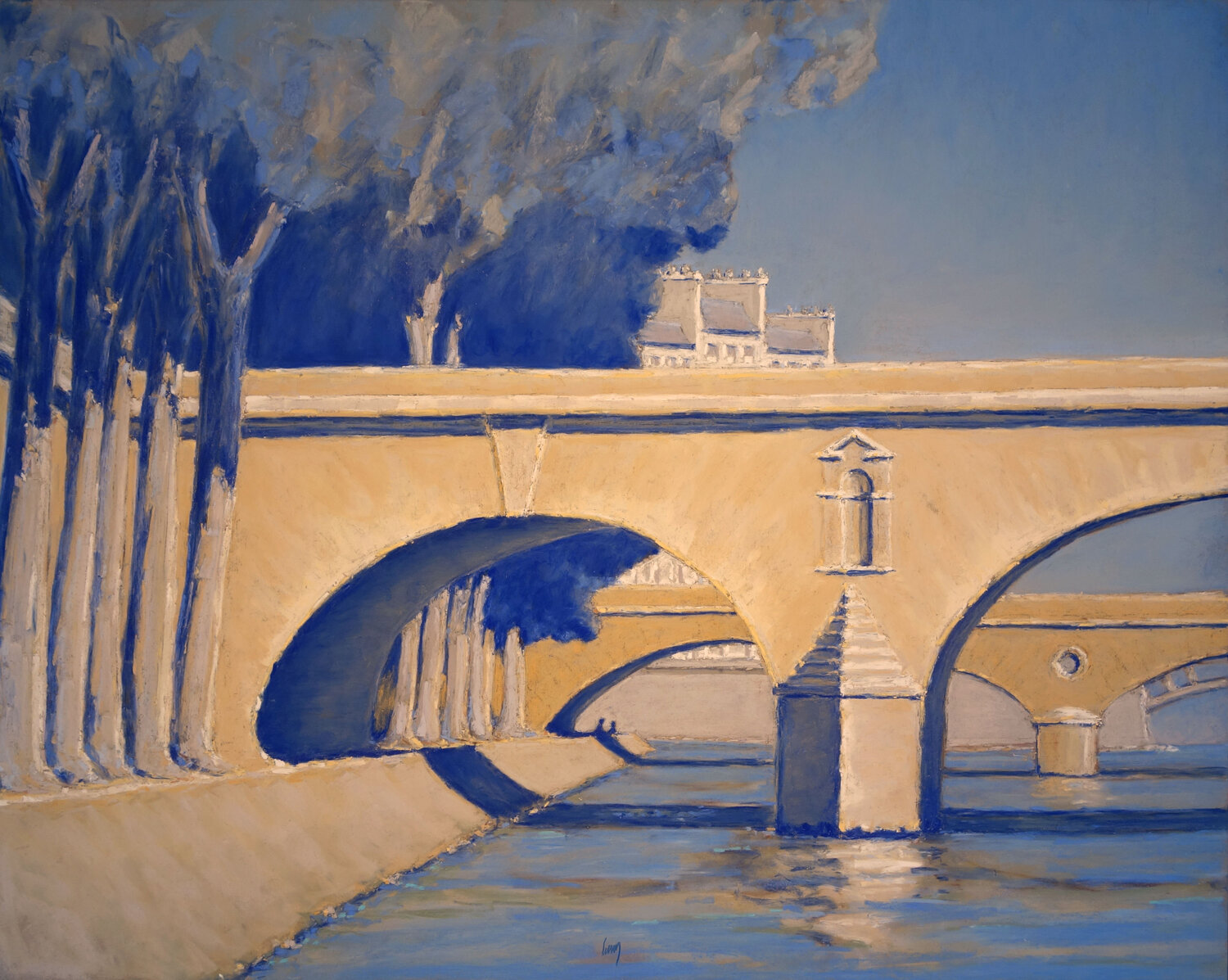 Pont Marie bleu, Paris François Cusson Original painting for sale