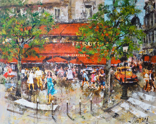 Café La Rotonde ,Paris by Josep Costa Vila, Painting for Sale on Select