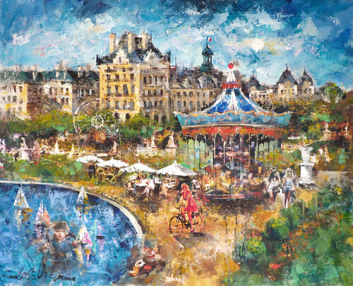 Jardins des Tuilleries ,Paris by Josep Costa Vila, Painting for Sale on Select