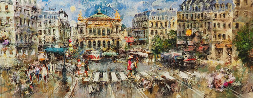 Opera Avenue ,Paris von Josep Costa Vila, Malerei kaufen auf Select