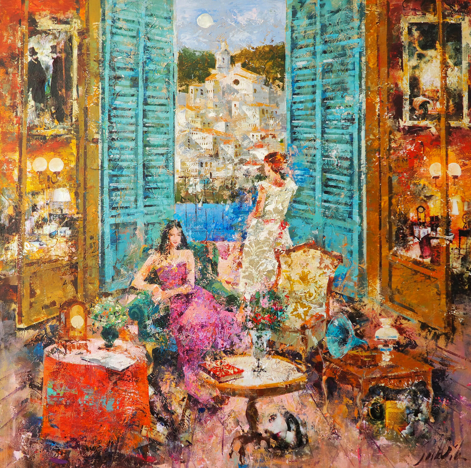 Interior con figuras,Cadaqués Josep Costa Vila Original painting for sale