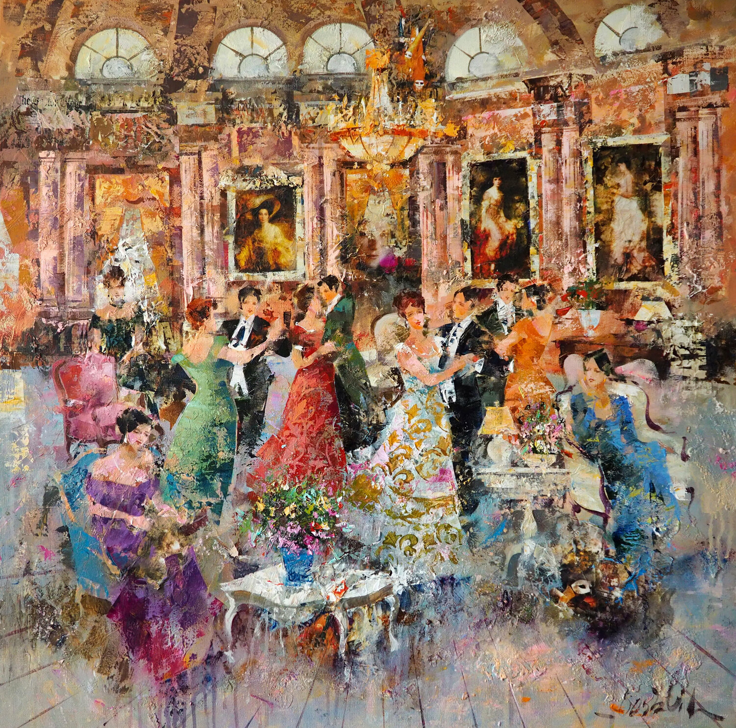 Interior rosa Josep Costa Vila Original painting for sale