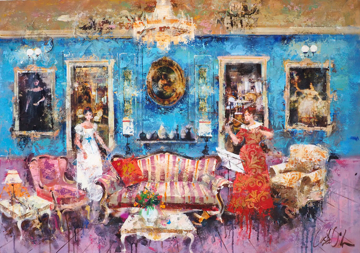 Interieur Bleu Josep Costa Vila Original painting for sale