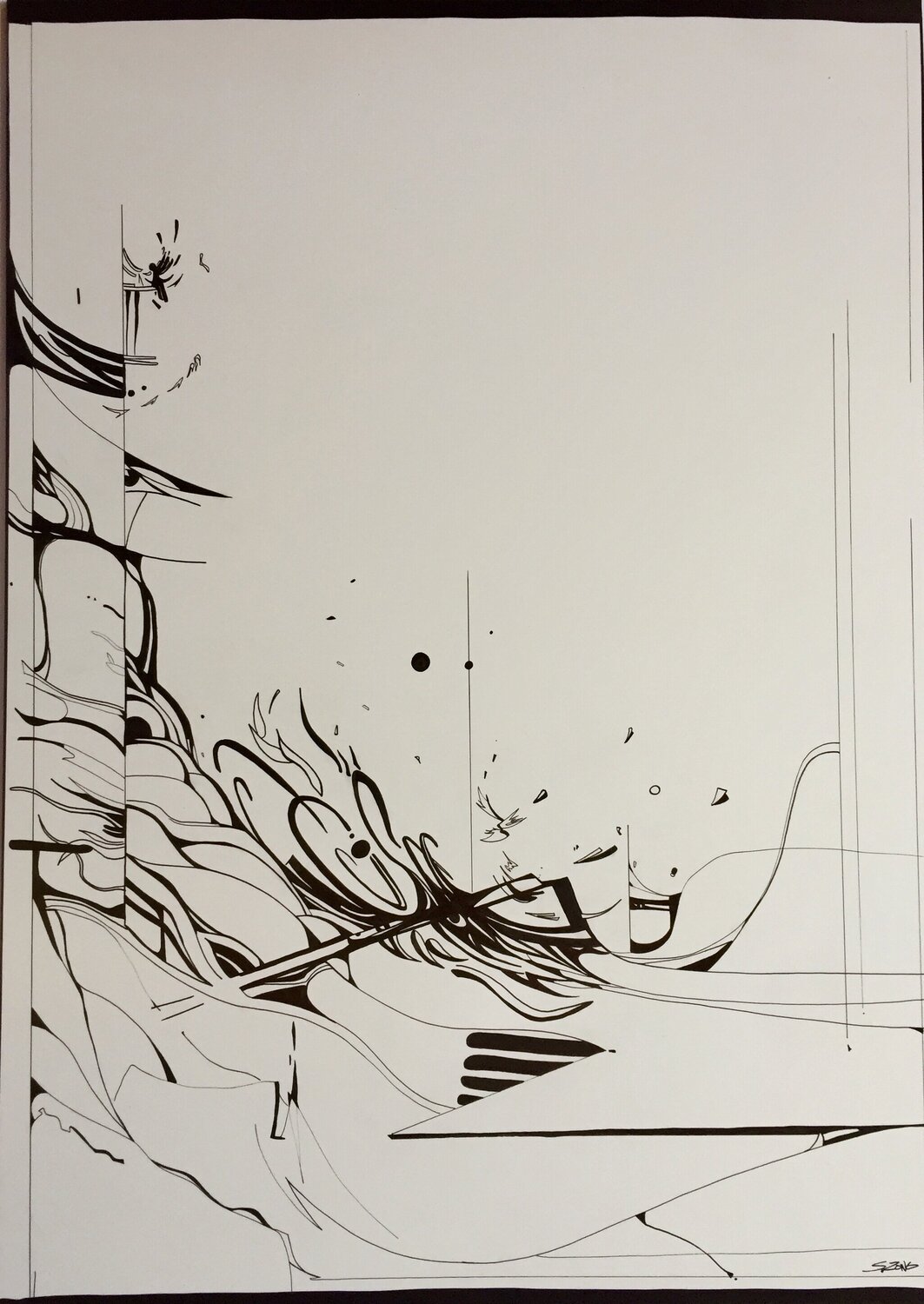 Montagne changée en vague Sylvain Stellaire Drawing for sale