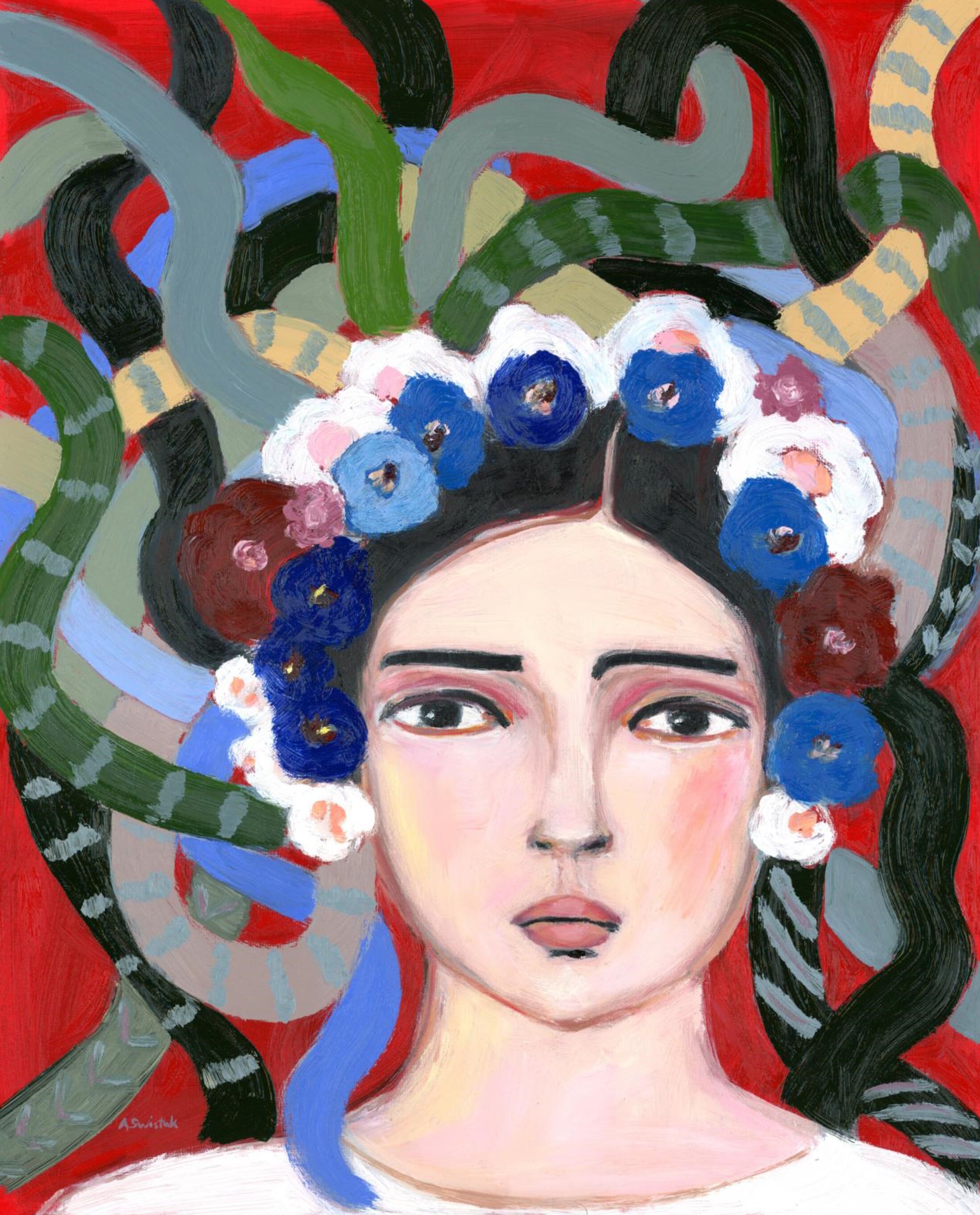 Medusa, Frida, the Gorgon, Oil Portrait Painting