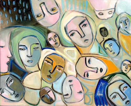 Stay in Your Bubble, Abstract Portraits Oil Painting by Alexandra Swistak by Alexandra Swistak, Painting for Sale on Select