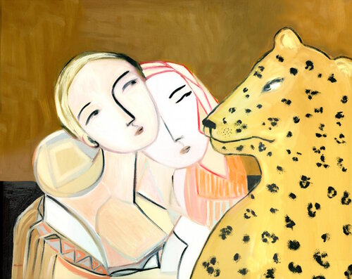 Soft Revelations Modern Cubist Abstract Figurative Angels II Oil Painting by Alexandra Swistak by Alexandra Swistak, Painting for Sale on Select