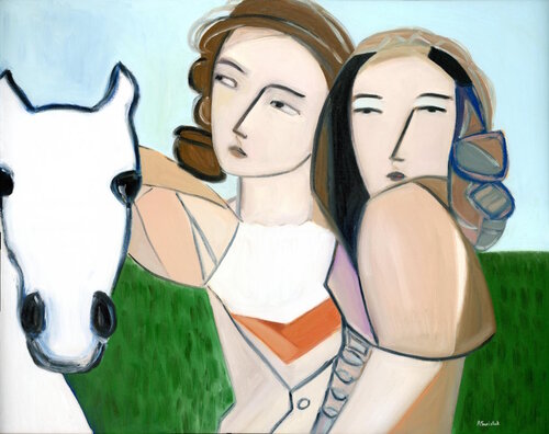 Soft Revelations II Modern Cubist Abstract Figurative Angels Oil Painting by Alexandra Swistak by Alexandra Swistak, Painting for Sale on Select