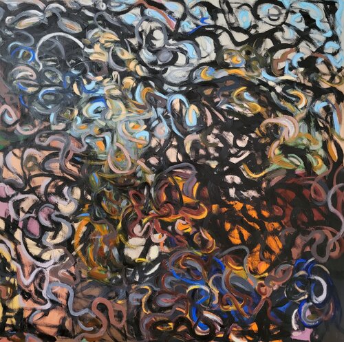 Ancient Graffiti II, Abstract Expressionist Oil Painting by Alexandra Swistak by Alexandra Swistak, Painting for Sale on Select