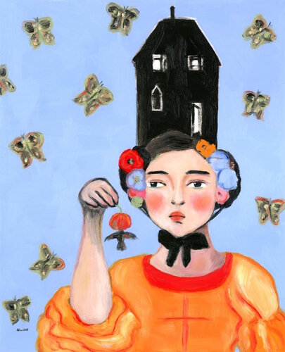 Siobhán, Beekeepers Daughter Modern Swedish Vintage Style Portrait Oil Painting by Alexandra Swistak, Painting for Sale on Select