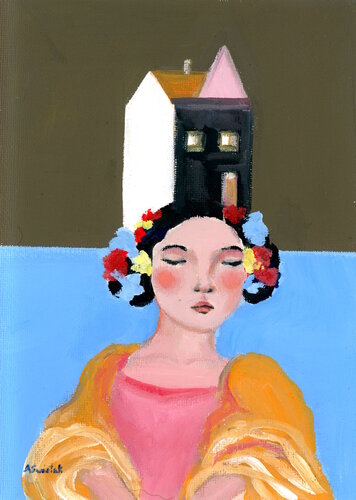 Ebba With House Hat, Portrait Oil Painting by Alexandra Swistak, Painting for Sale on Select