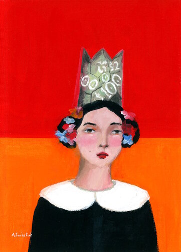 Girl with Money Crown, Halle, Portrait Oil Painting by Alexandra Swistak, Painting for Sale on Select