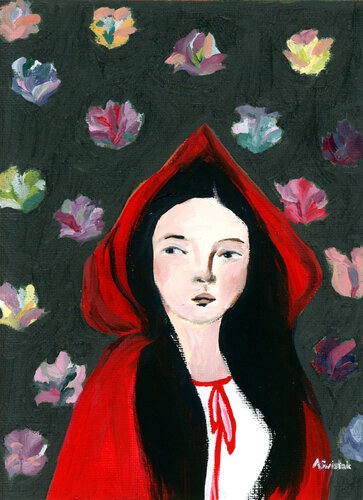 Little Red Riding Hood, Modern Portrait Oil Painting by Alexandra Swistak, Painting for Sale on Select