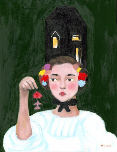Kasia, Beekeepers Daughter Modern Swedish Vintage Style Portrait Oil Painting by Alexandra Swistak, Painting for Sale on Select