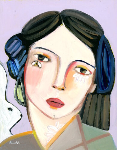 Mlle Galizia Abstract Cubist Oil Portrait by Alexandra Swistak, Painting for Sale on Select