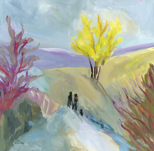 Party of Three, Vintage Swedish Inspired Landscape Oil Painting by Alexandra Swistak, Painting for Sale on Select