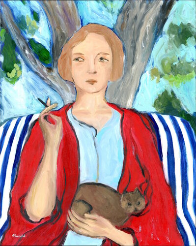 Cat Lady Oil Painting by Alexandra Swistak, Painting for Sale on Select