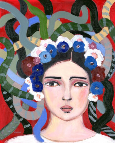 Medusa, Frida, the Gorgon, Oil Portrait Painting by Alexandra Swistak, Painting for Sale on Select